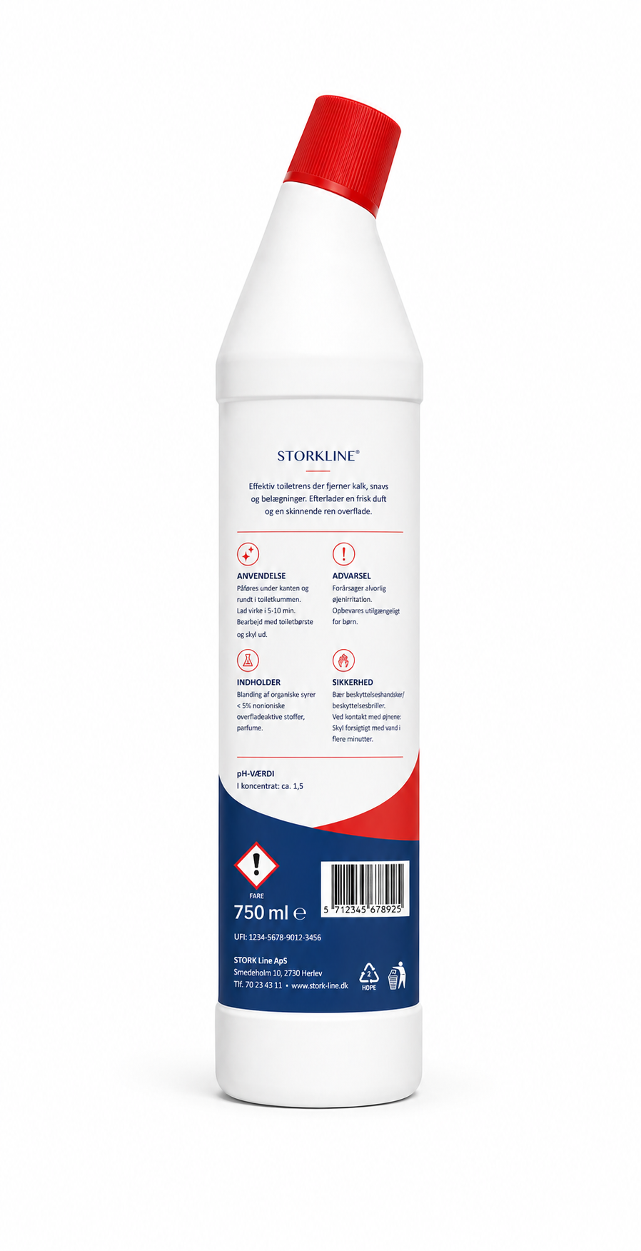 Toiletrens Sur m/ farve og parfume - 750 ml